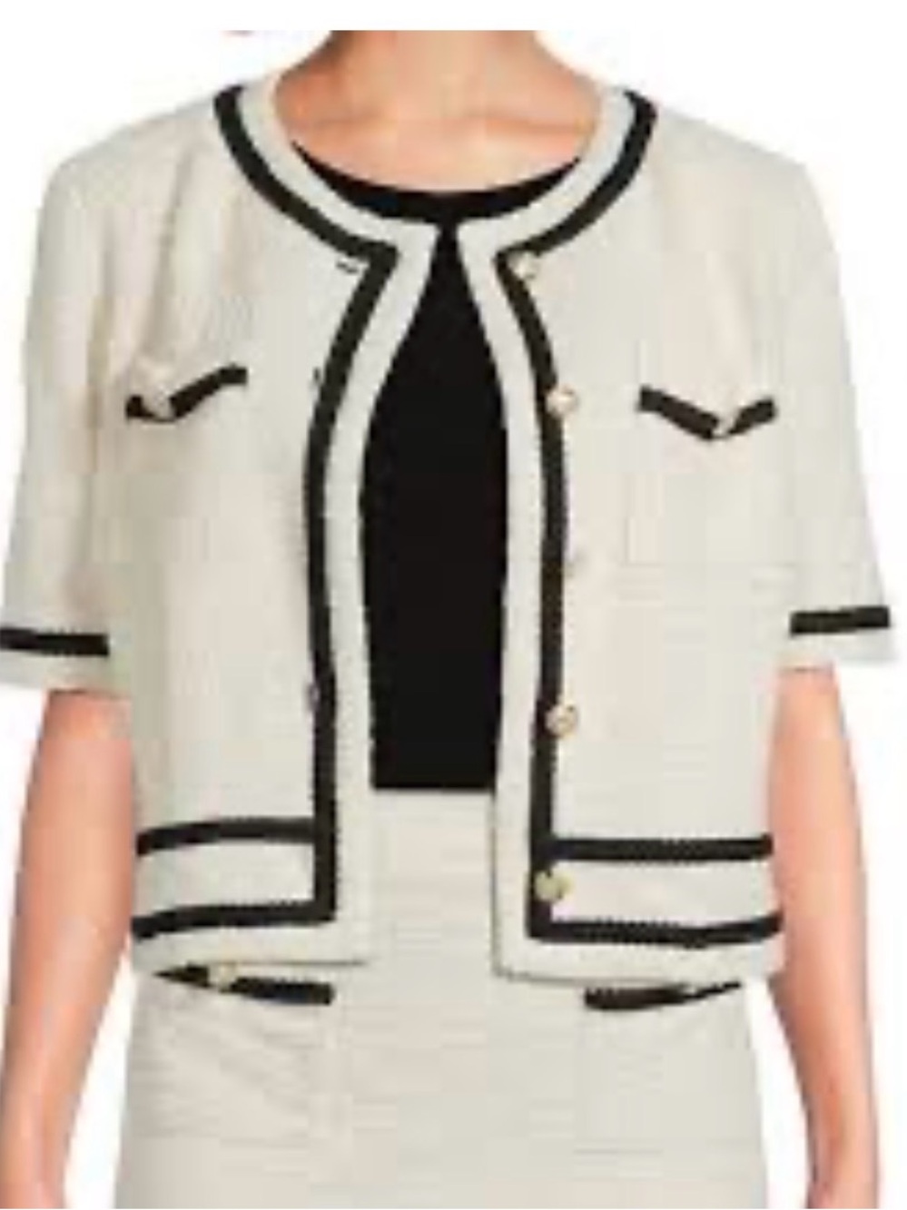 Preston & York Cream and Black Cropped Tweed Jacket